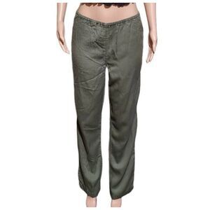 Pulp elastic waist green mid rise tencel pull-on trousers M